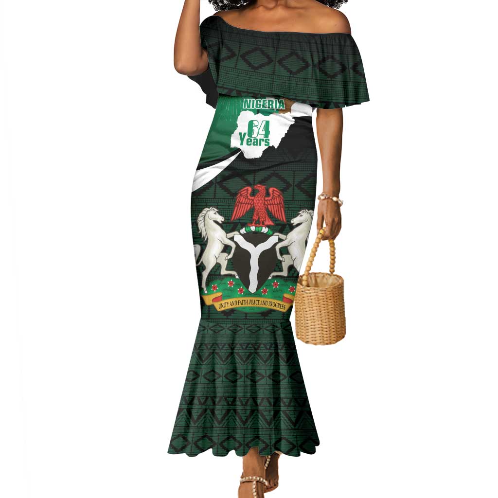 Nigeria Independence Day Mermaid Dress Happy 64 Years Of Anniversary African Pattern