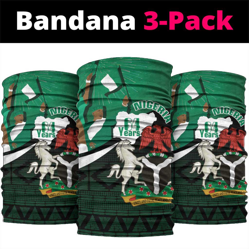 Nigeria Independence Day Neck Gaiter Happy 64 Years Of Anniversary African Pattern LT14