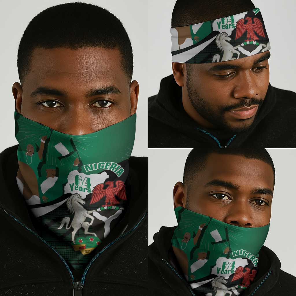 Nigeria Independence Day Neck Gaiter Happy 64 Years Of Anniversary African Pattern LT14