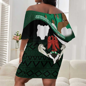 Nigeria Independence Day Off Shoulder Short Dress Happy 64 Years Of Anniversary African Pattern LT14