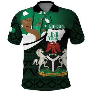 Nigeria Independence Day Polo Shirt Happy 64 Years Of Anniversary African Pattern