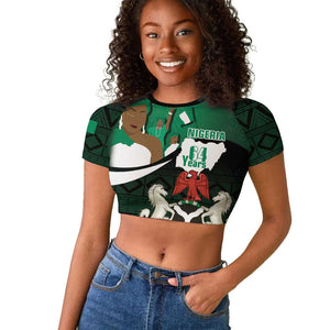 Nigeria Independence Day Raglan Cropped T shirt Happy 64 Years Of Anniversary African Pattern