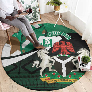 Nigeria Independence Day Round Carpet Happy 64 Years Of Anniversary African Pattern