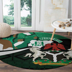 Nigeria Independence Day Round Carpet Happy 64 Years Of Anniversary African Pattern