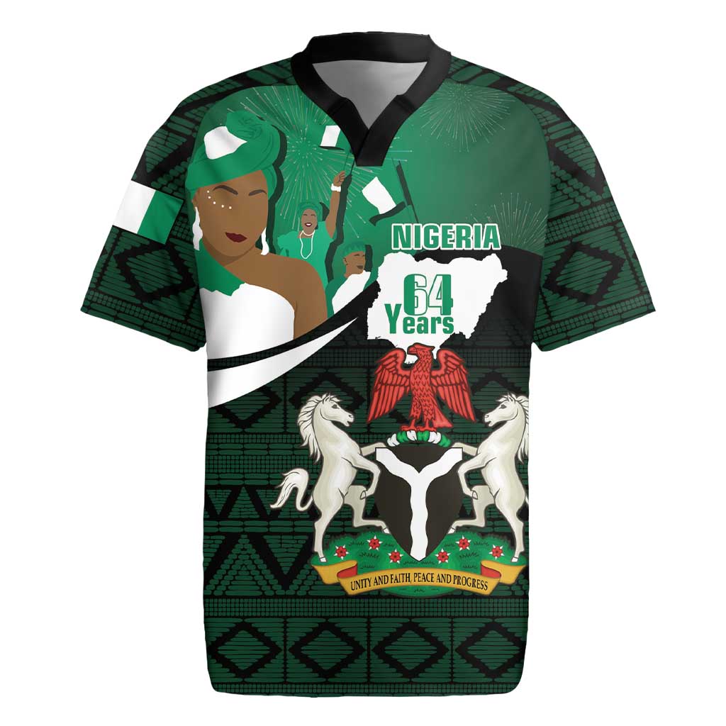 Nigeria Independence Day Rugby Jersey Happy 64 Years Of Anniversary African Pattern