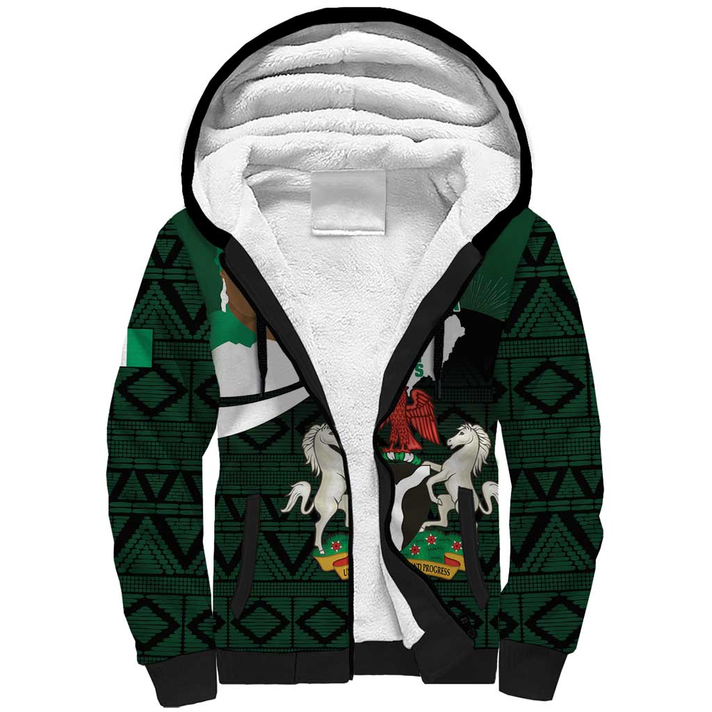 Nigeria Independence Day Sherpa Hoodie Happy 64 Years Of Anniversary African Pattern