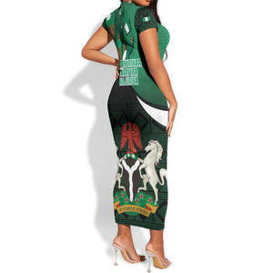 Nigeria Independence Day Short Sleeve Bodycon Dress Happy 64 Years Of Anniversary African Pattern