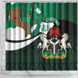 Nigeria Independence Day Shower Curtain Happy 64 Years Of Anniversary African Pattern