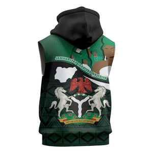 Nigeria Independence Day Sleeveless Hoodie Happy 64 Years Of Anniversary African Pattern - African Pride