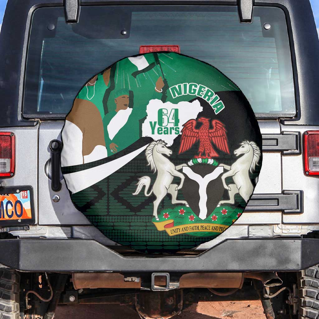 Nigeria Independence Day Spare Tire Cover Happy 64 Years Of Anniversary African Pattern