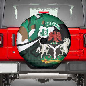 Nigeria Independence Day Spare Tire Cover Happy 64 Years Of Anniversary African Pattern