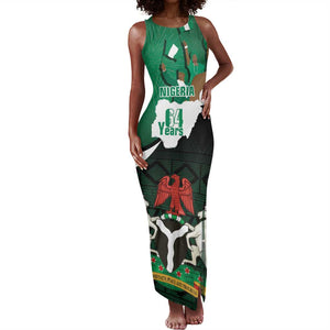 Nigeria Independence Day Tank Maxi Dress Happy 64 Years Of Anniversary African Pattern