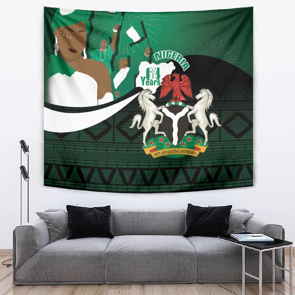 Nigeria Independence Day Tapestry Happy 64 Years Of Anniversary African Pattern