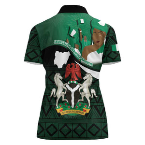 Nigeria Independence Day Women Polo Shirt Happy 64 Years Of Anniversary African Pattern