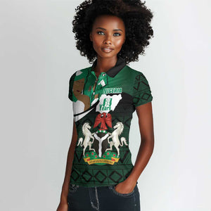 Nigeria Independence Day Women Polo Shirt Happy 64 Years Of Anniversary African Pattern