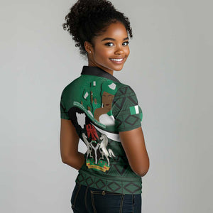 Nigeria Independence Day Women Polo Shirt Happy 64 Years Of Anniversary African Pattern