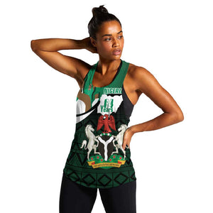 Nigeria Independence Day Women Racerback Tank Happy 64 Years Of Anniversary African Pattern