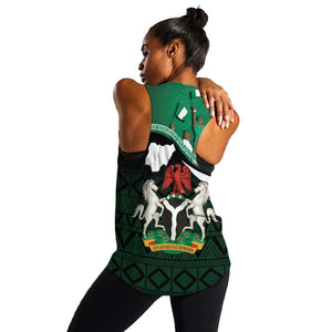 Nigeria Independence Day Women Racerback Tank Happy 64 Years Of Anniversary African Pattern