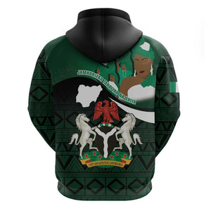 Nigeria Independence Day Zip Hoodie Happy 64 Years Of Anniversary African Pattern