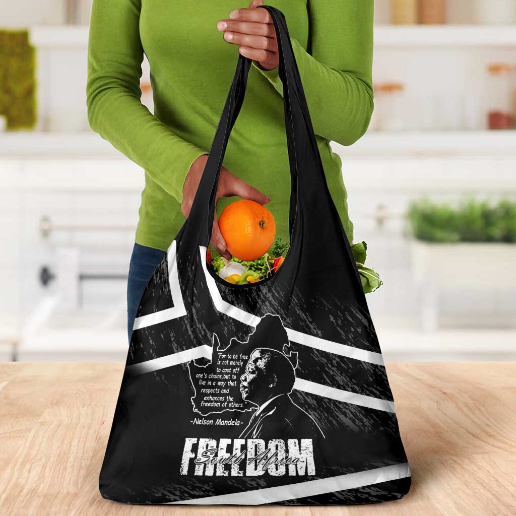 South Africa Freedom Day Grocery Bag Nelson Mandela With Map