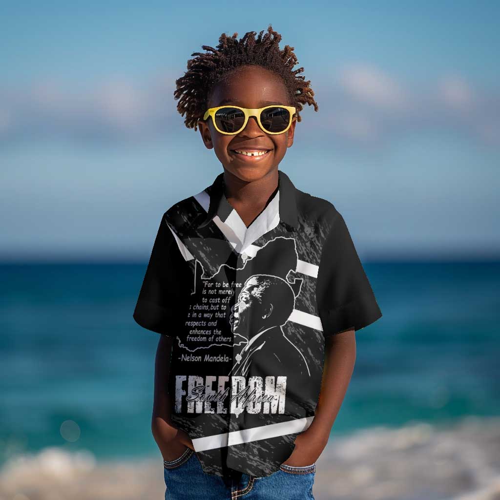 South Africa Freedom Day Kid Hawaiian Shirt Nelson Mandela With Map