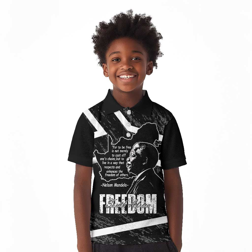 South Africa Freedom Day Kid Polo Shirt Nelson Mandela With Map