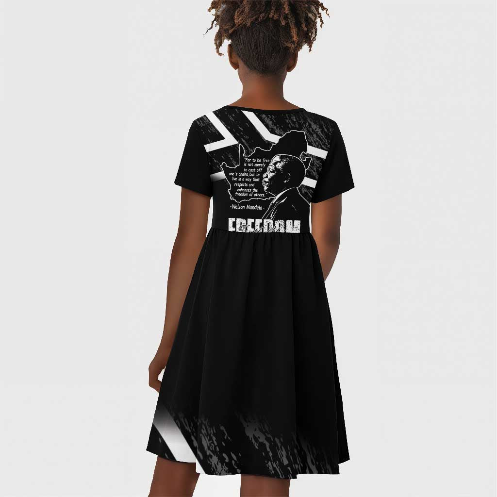 South Africa Freedom Day Kid Short Sleeve Dress Nelson Mandela With Map