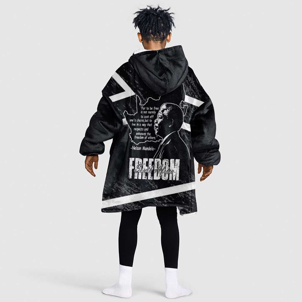 South Africa Freedom Day Kid Wearable Blanket Hoodie Nelson Mandela With Map