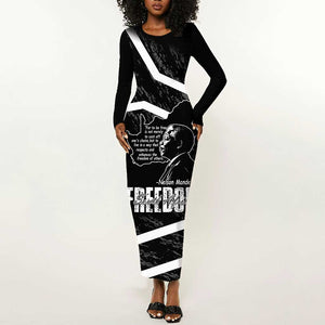 South Africa Freedom Day Long Sleeve Bodycon Dress Nelson Mandela With Map LT14