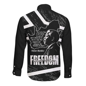 South Africa Freedom Day Long Sleeve Button Shirt Nelson Mandela With Map