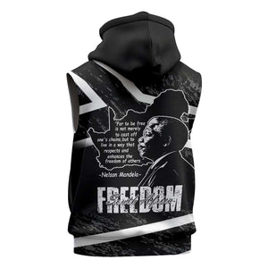South Africa Freedom Day Sleeveless Zip Hoodie Nelson Mandela With Map - African Pride