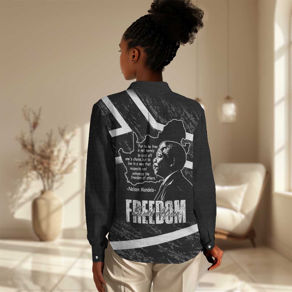 South Africa Freedom Day Women Casual Shirt Nelson Mandela With Map