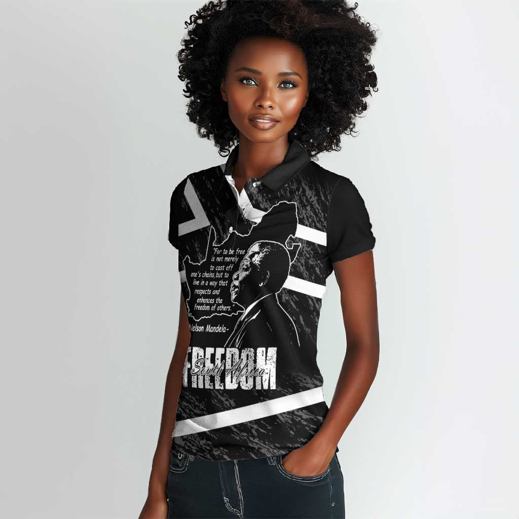 South Africa Freedom Day Women Polo Shirt Nelson Mandela With Map