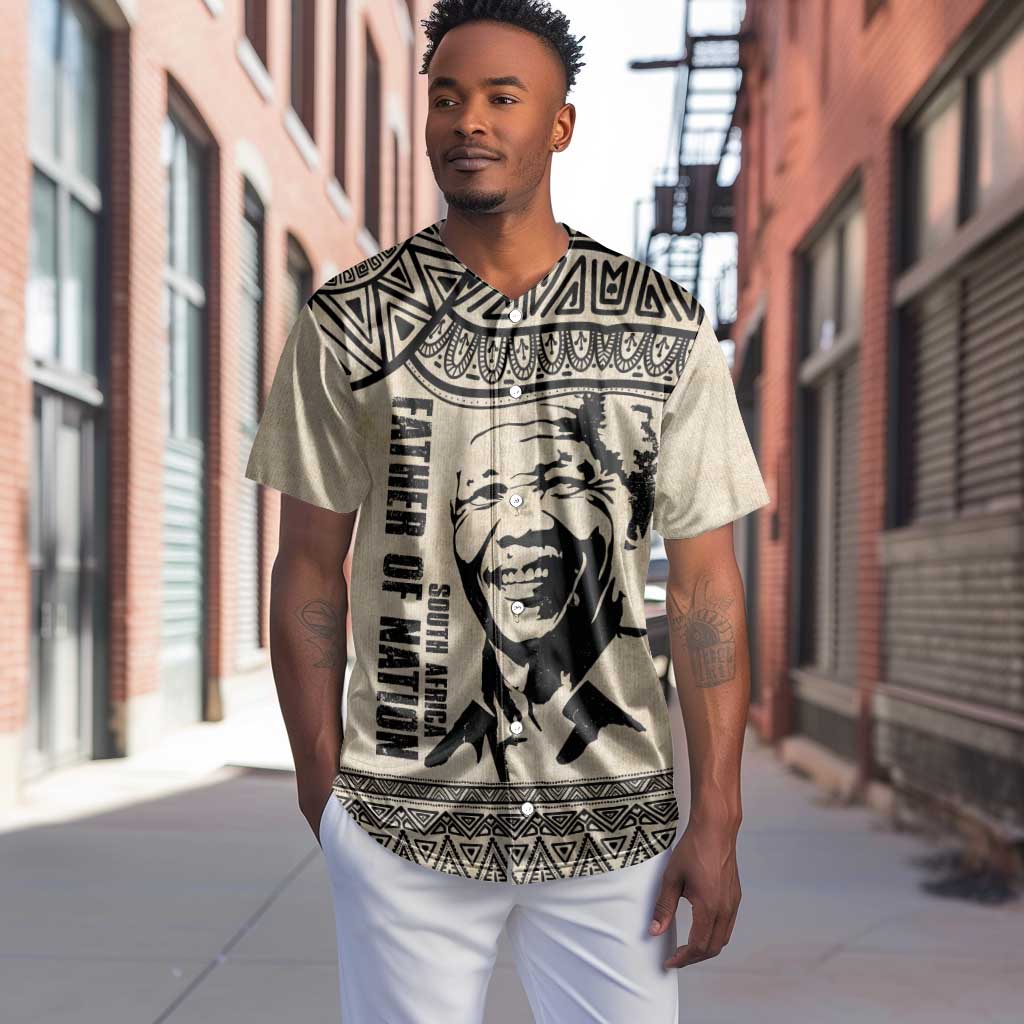 South Africa Nelson Mandela - Father Of Nation Baseball Jersey Vintage African Pattern
