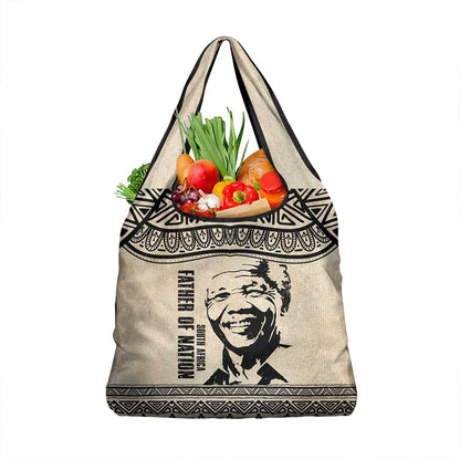 South Africa Nelson Mandela - Father Of Nation Grocery Bag Vintage African Pattern