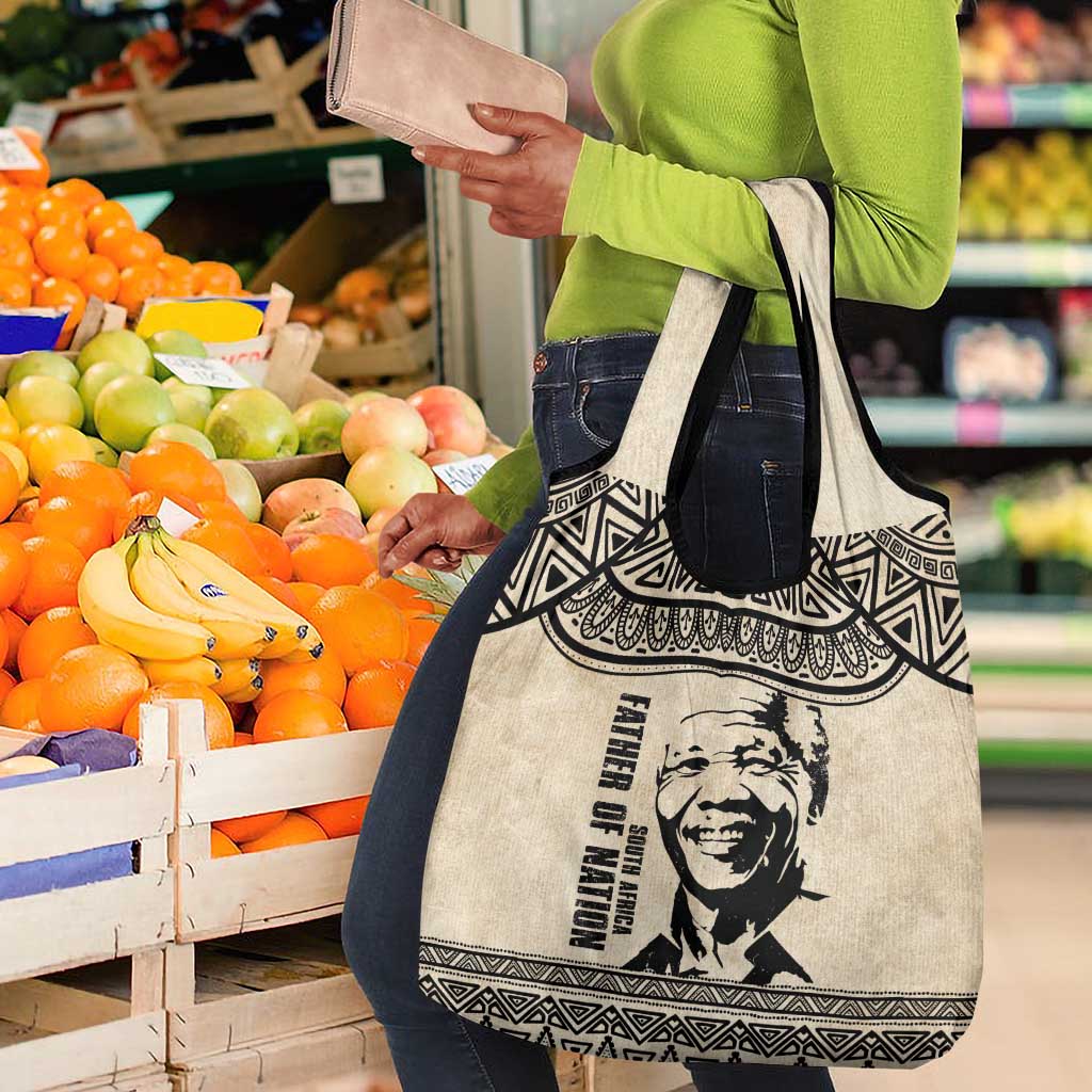 South Africa Nelson Mandela - Father Of Nation Grocery Bag Vintage African Pattern