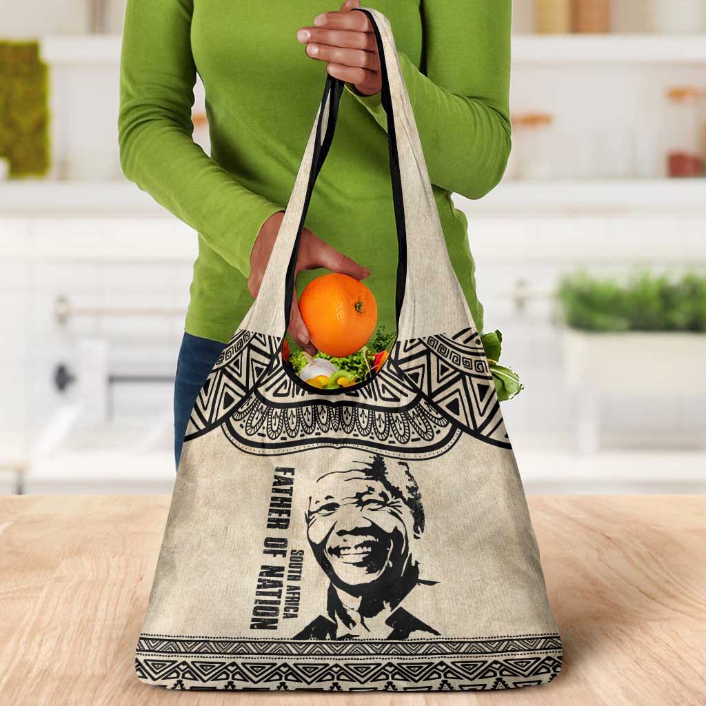 South Africa Nelson Mandela - Father Of Nation Grocery Bag Vintage African Pattern