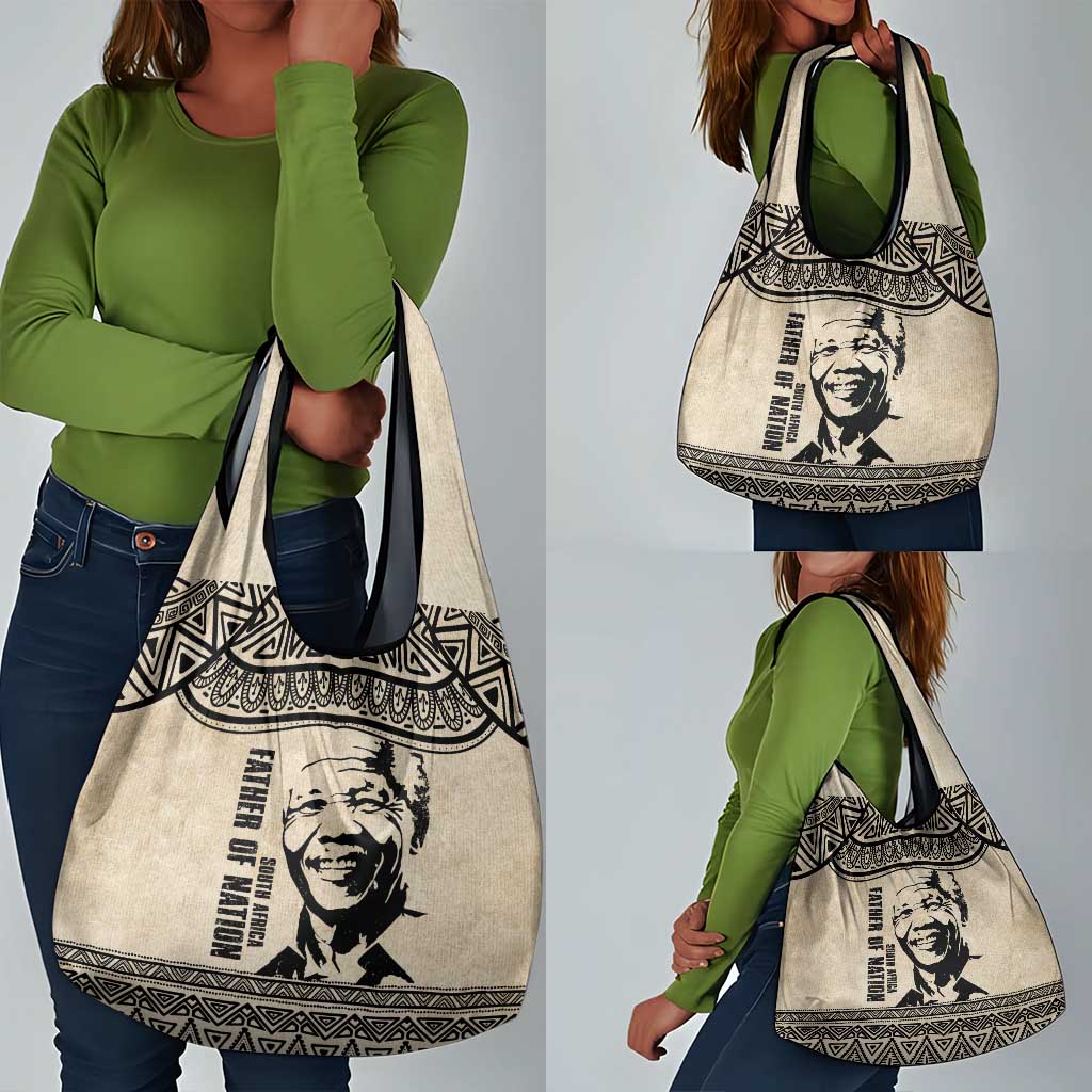 South Africa Nelson Mandela - Father Of Nation Grocery Bag Vintage African Pattern
