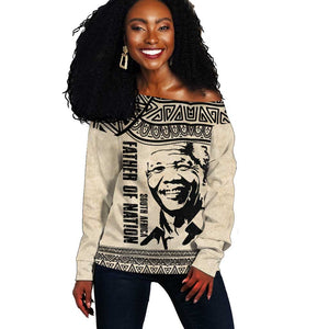 South Africa Nelson Mandela - Father Of Nation Off Shoulder Sweater Vintage African Pattern