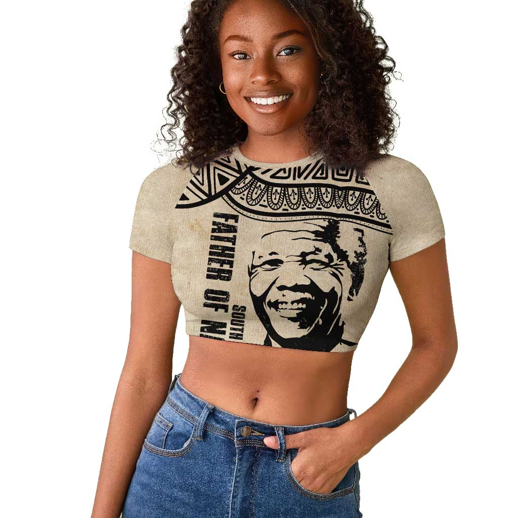 South Africa Nelson Mandela - Father Of Nation Raglan Cropped T shirt Vintage African Pattern