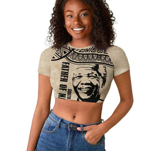 South Africa Nelson Mandela - Father Of Nation Raglan Cropped T shirt Vintage African Pattern