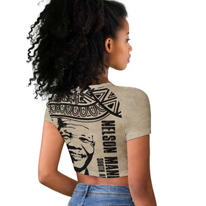 South Africa Nelson Mandela - Father Of Nation Raglan Cropped T shirt Vintage African Pattern