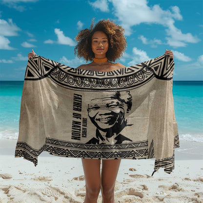 South Africa Nelson Mandela - Father Of Nation Sarong Vintage African Pattern