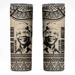 South Africa Nelson Mandela - Father Of Nation Skinny Tumbler Vintage African Pattern