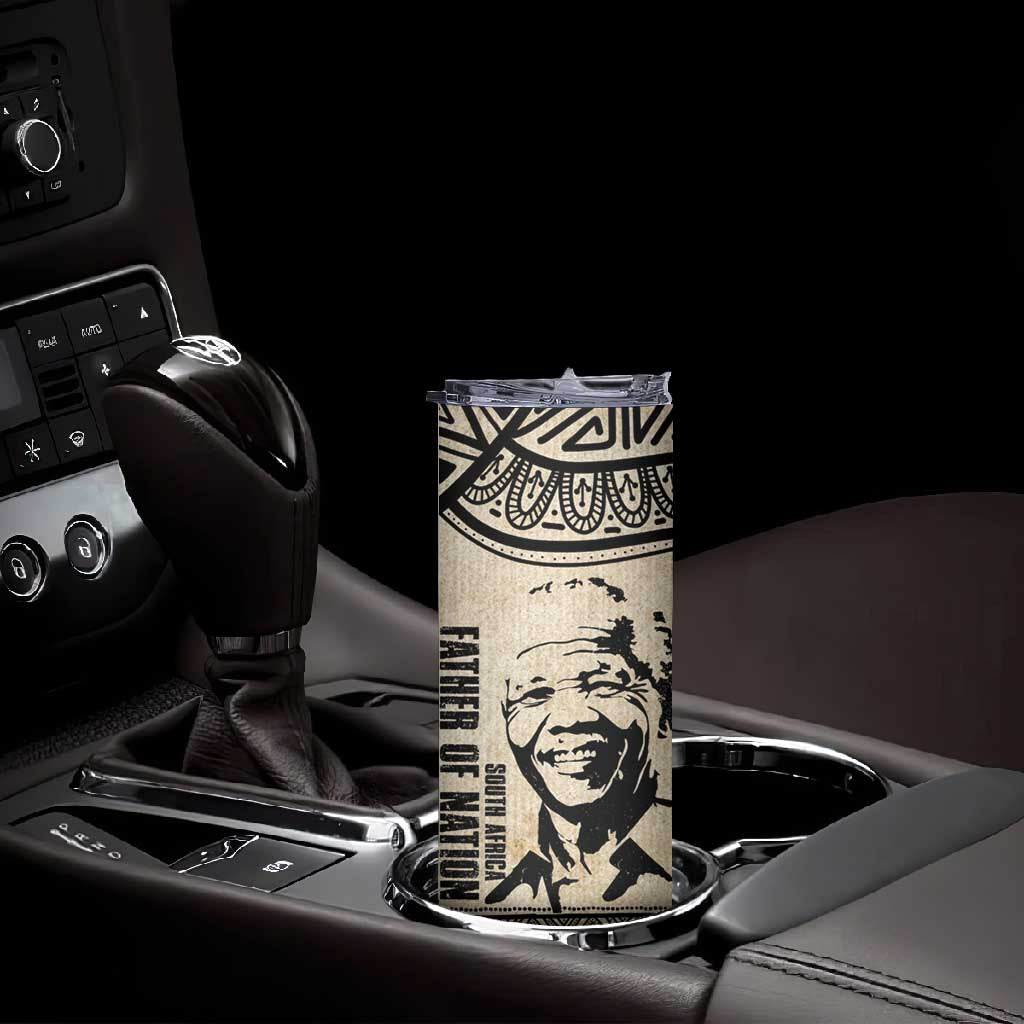 South Africa Nelson Mandela - Father Of Nation Skinny Tumbler Vintage African Pattern