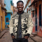 South Africa Nelson Mandela - Father Of Nation Sleeve Zip Bomber Jacket Vintage African Pattern