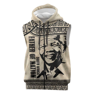 South Africa Nelson Mandela - Father Of Nation Sleeveless Zip Hoodie Vintage African Pattern - African Pride