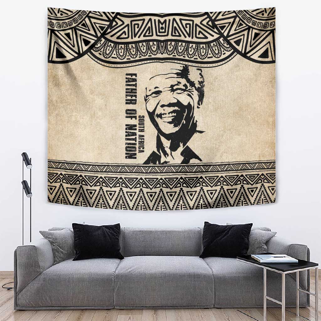 South Africa Nelson Mandela - Father Of Nation Tapestry Vintage African Pattern