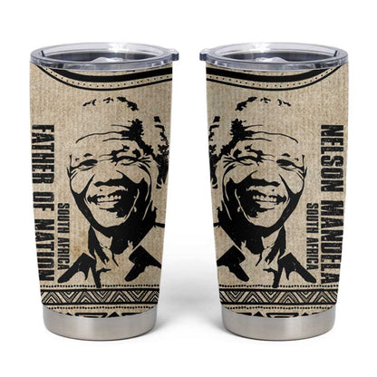 South Africa Nelson Mandela - Father Of Nation Tumbler Cup Vintage African Pattern