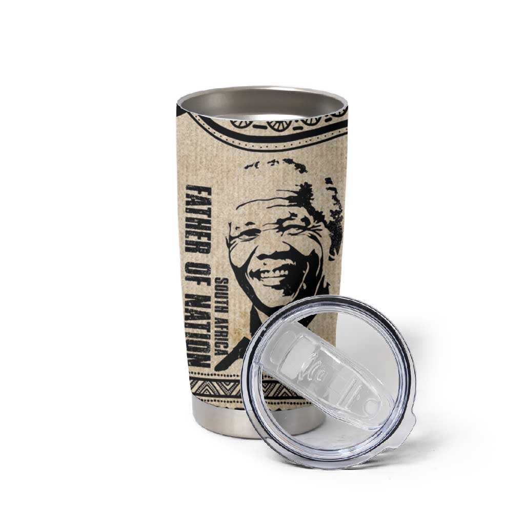 South Africa Nelson Mandela - Father Of Nation Tumbler Cup Vintage African Pattern